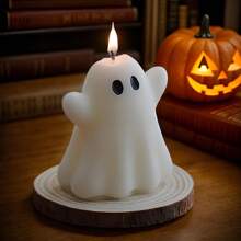 شمعة معطرة على شكل شبح لهالوين - شمعة هالوين محمولة | طقم شموع اليقطين الشبح | شموع معطرة بشكل ساحر سهلة الاستخدام | شموع بيضاء مخيفة لهالوين لديكور المنزل والاكسسوارات