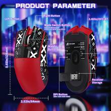 ATTACK SHARK X11SE Lightweight Wireless Gaming Mouse 59g, 3 Modes (2.4G/USB-C/Bluetooth), 22,000 DPI, PAW3311 Optical Sensor, 5 Programmable Buttons, 300mAh Battery, For PC - 紅色+貼紙 - 查看 8
