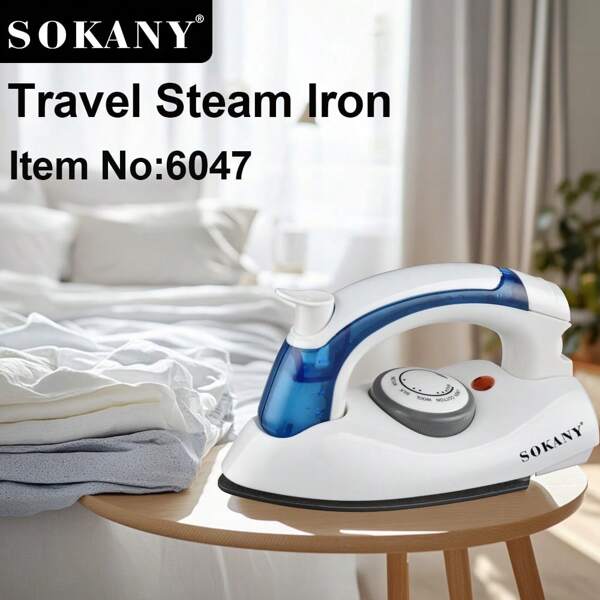 SOKANY Plancha eléctrica de vapor para viaje SOKANY 6047, quitarruga de ropa, 700W de alta potencia, se calienta rápidamente, control de temperatura multivelocidad, cambio libre. Pantalla LED. Suela de cerámica, fácil de planchar en pequeños espacios como cuellos y botones. Adecuada para viajes, un ayudante doméstico diseñado para personas de negocios.