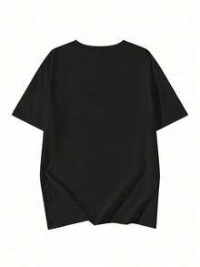 Sexy Anime Print T-Shirt, Streetwear, Oversized, Short-Sleeved, Unisex, Casual, Red And Black Graphic, Retro Poster Style, Perfect For Everyday Wear And Outfits. - Black - View 2
