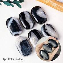 1 件天然黑玛瑙/红玉髓拉长石抛光水晶掌石 - 指尖玩具，用于精神冥想、缓解压力和能量治疗 - 水晶把玩 - 查看 13