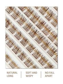 Rikuaild 100 件 D 卷彩色纤细棕色热簇睫毛，柔软蓬松单根睫毛延长自然长棕色化妆睫毛，适用于日常生活、婚礼、约会、派对和音乐节 DIY 居家睫毛簇、睫毛簇、单根睫毛、睫毛、假睫毛 - D - 查看 3