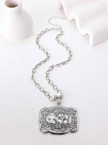 1 pezzo Collana vintage con pendente in stile europeo minimalista con motivo geometrico in perline CCB, design unisex