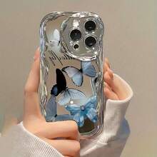 Funda para teléfono 1 pieza de TPU diseñado para teléfono con ondas galvanizadas, evita el desgaste, disipación de calor transpirable y a prueba de polvo, adecuado 11, 12, 13, 14, 15, 16 Plus Pro Promax XSMAX X/XS - Plateado - Ver 3