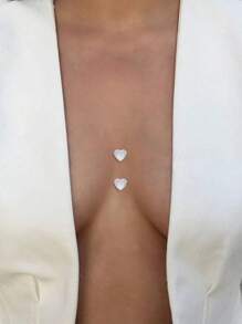 2 Peças Novos Emplastros de Peito com Strass em Forma de Coração, Acessórios Sexy de Lingerie para Festa