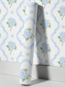 1pc 17.7" X 9.8ft Simple Floral Plant Wallpaper, Floral Self-Adhesive Wallpaper, Peel And Stick Wallpaper, Light Background Wallpaper, Removable Wallpaper, Decorative Sticker For Living Room, Bedroom, Wall, Furniture Renovation