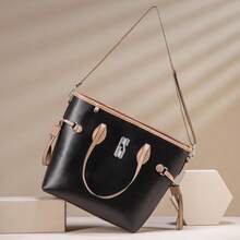 Gaby Show Women's Fashion Glomourous Bag Premium Line Chic Satin Lining + Coin Purse - ĐEN/HẠNH NHÂN - Xem 2