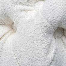 Stylish White Rectangular Tufted Ottoman In Beach Boucle Fabric – Versatile Seating And Storage Solution For Home Decor