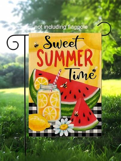 قطعة واحدة - علم حديقة الصيف المرحب به - راية ديكورية لوقت الصيف العذب للاستخدام الخارجي والداخلي، ديكور حزب الشاطئ، ديكور الحديقة والساحة في المواسم، ديكور المنزل الموسمي الحيوي