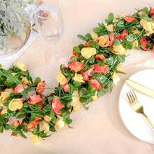 1/3PCS 94.48英寸人造花藤蔓丝绸花，防紫外线假植物，南瓜，适用于家居装饰、婚礼装饰、秋季装饰、房间装饰、厨房配件、餐厅、卧室装饰、浴室配件、万圣节装饰、圣诞节装饰、新年装饰、户外花园、新娘手捧花、拍摄道具、学校用品、开学季、校园装饰室内外装饰