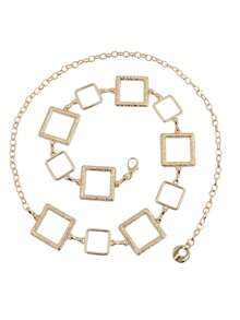 水鑽腰鍊金色金屬腰帶分層身體鏈水晶肚皮鏈派對首飾女士和女孩 - 腰鏈 - 查看 11