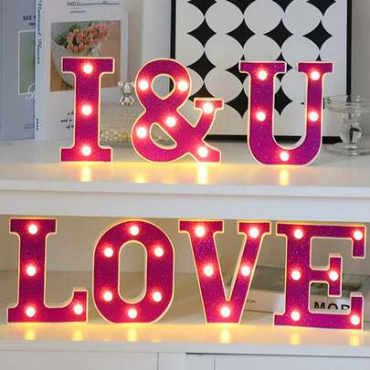 1个16厘米/6.3英寸创意紫色发光A-Z字母灯，数字形状灯，电池供电字母灯，家居装饰字母灯，房间装饰字母形状夜灯，卧室装饰，婚礼装饰，派对装饰，生日装饰，桌面字母灯，情人节装饰，万圣节和圣诞节装饰字母灯