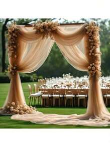 1 Piece 3 M Long / 1.5 M Wide White Pink Gauze Curtain With Tulle Background, Transparent Gauze Curtain, Used For Stage Background, Outdoor Photography, Holiday Party, Wedding Party, Home Decoration (Multiple Color Options)