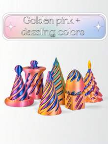 7pcs 3D Printed Spinning Relief Toys, Spiral 3D Structure Fidget Toys, Office Stress Relief Toy Set - Multicolor - View 9