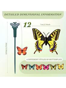 6pcs Simulated Solar Colorful Butterfly Garden Decoration Stakes, Outdoor Decorative Ground Plugs, Solar-Powered, Energy-Saving And , Battery-Free, Can Be Powered By No. 7 Batteries, Electric Hummingbird Decoration, Suitable For Landscape Decoration Of Gardens, Terraces, Manors, And Flower Beds