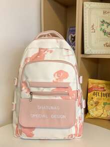 ¡Aquí llega la tormenta de ternura! Esta mochila impresa con dibujos animados súper adorable ofrece múltiples opciones de color, desbordando un encanto infantil. Con su diseño de espacio tridimensional, organiza fácilmente los libros de texto y los artículos varios, mientras que los lindos colgantes le dan un toque juguetón. La gran capacidad la hace perfecta para la vida en el campus y las salidas, combinando practicidad y atractivo visual: ¡un imprescindible para los estudiantes! - Mochila estampada - Ver 6