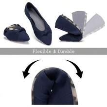 Womens Flat Shoes Classic Pointed Toe Flats Knitted Dress Shoes Soft Comfortable Dressy Flats Women - Navy Blue - 查看 3
