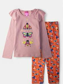 Conjunto Infantil Feminino Meia Estação Mariposas Rosa Bebê 048 - Laluna - Rosa Bebê - Visão 2