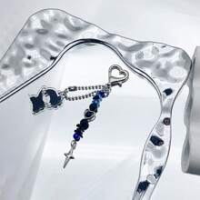 1pc Gojo Creative Star Phone Case Beaded Hanging Chain, Keychain Hanging Item Personalized Versatile Phone Chain, Car Hanging Fashion, Black And White Surrounding Fashion Creative Acrylic Beaded Phone Case Chain, Card Book Hanging Rope Camera Chain Valentine's Day Valentines School Cartoon