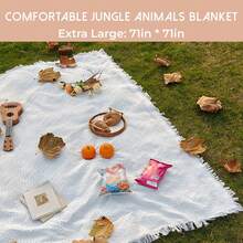 1 Pc Boho Style Picnic Mat Camping Blanket With Tassel Outdoor Camping Equipment Boho Style Tablecloth Sleeping Bag Moisture-Proof Mat Picnic Mat Suitable For Outdoor Picnic Holiday Party Decoration Bedroom/Living Room Decoration Outdoor Travel Valentine's Day Gift Home Decoration - White - View 4