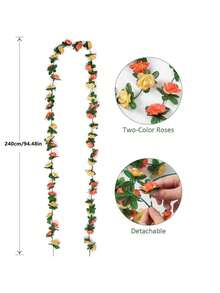 1/3PCS 94.48英寸人造花藤蔓丝绸花，防紫外线假植物，南瓜，适用于家居装饰、婚礼装饰、秋季装饰、房间装饰、厨房配件、餐厅、卧室装饰、浴室配件、万圣节装饰、圣诞节装饰、新年装饰、户外花园、新娘手捧花、拍摄道具、学校用品、开学季、校园装饰室内外装饰