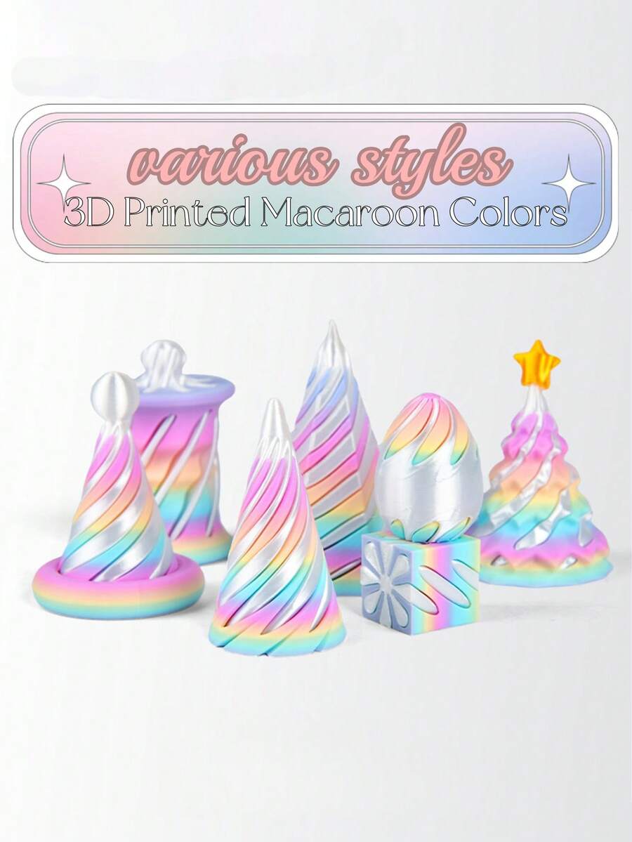 7pcs 3D Printed Spinning Relief Toys, Spiral 3D Structure Fidget Toys, Office Stress Relief Toy Set - Multicolor - View 1