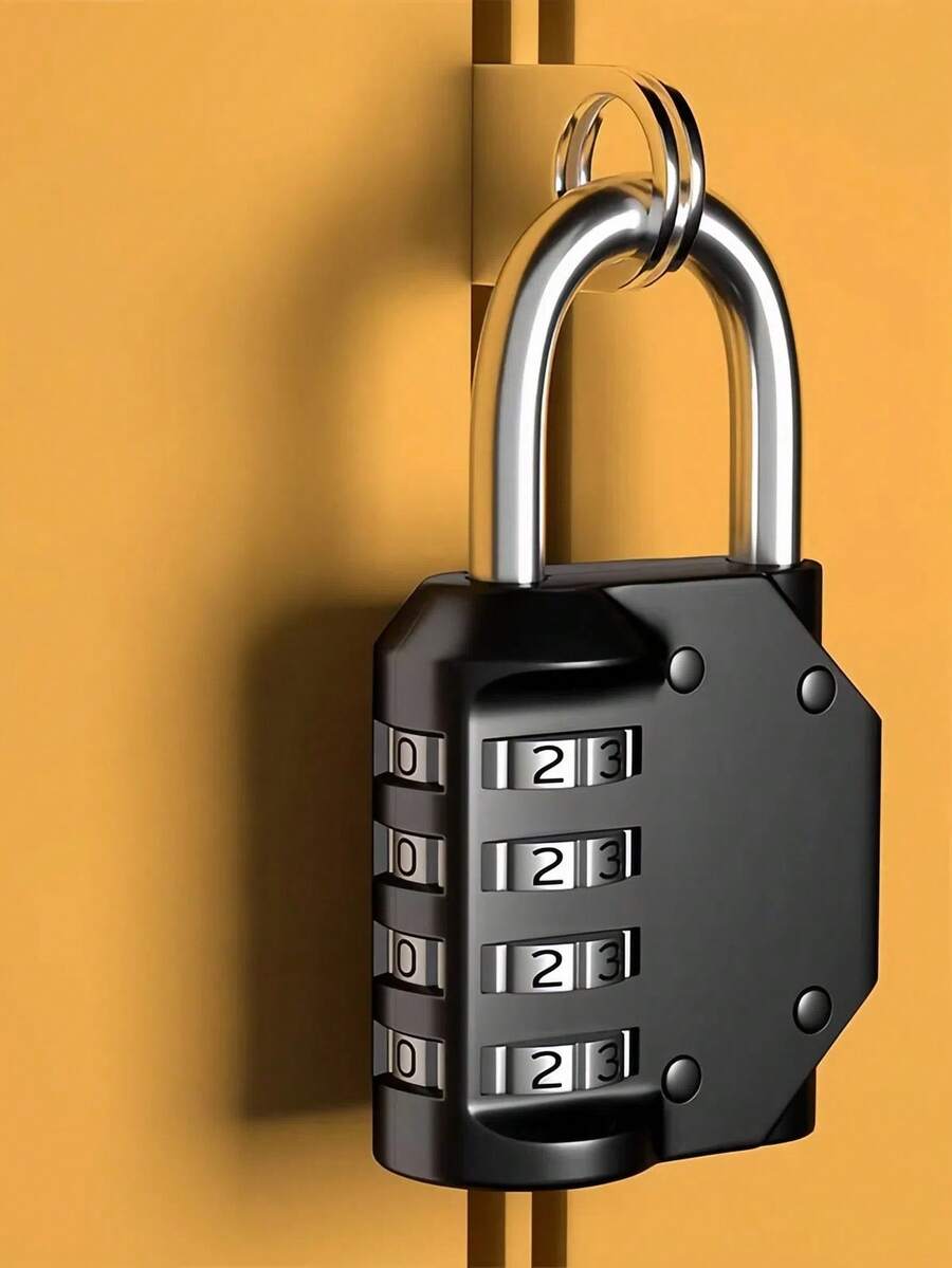 1pc 4-Digit Combination Lock, Resettable Password Lock, High-Strength Zinc Alloy Core, Durable Anti-Theft Anti-Rust Lock For Indoor, Outdoor, Dorm, Warehouse, Cabinet, Luggage