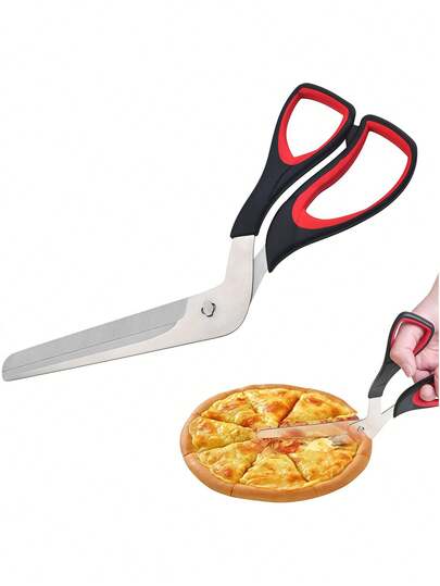 1pc Stainless Steel Pizza Cutter With Comfort Grip - Multifunctional Kitchen Scissors For Easy Slicing & Dicing