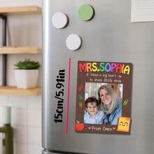 定制教师姓名冰箱贴，个性化照片磁铁，年终礼物，返校礼物，教师答谢礼物，教师礼物