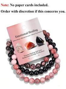 Xiacheng 男女适用疗愈水晶手链 8 毫米虎眼石赤铁矿黑曜石天然石串珠弹力手链三重保护手工宝石灵气珠宝礼物 - 經典色 - 查看 10