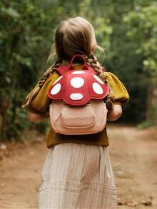 1pc Kids Cute Mushroom Backpack, Large Capacity Toddler Children School Bag
