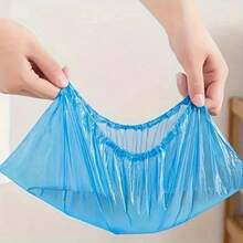 100pcs Thicker Waterproof Anti-Slip Anti-Dust Shoe Covers - Suitable For Hospital, Hotel, Construction, Travel, Home Use - Disposable Plastic Shoe Covers (100pcs/Pack) In Bright Blue, Full Coverage Design With Anti-Slip Pad