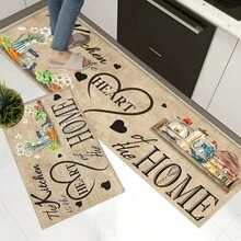 1pc, Trang trí nhà cửa, Nhà bếp là trái tim của ngôi nhà, Họa tiết trừu tượng, Thảm bếp chống trượt bằng đất sét diatomite, Thảm, Thảm trải sàn, Hình chữ nhật in 3D, Thích hợp cho phòng khách, phòng ngủ, hành lang, phòng tắm, phòng giặt - Thảm polyester, Thích hợp cho trang trí nhà cửa trong nhà và ngoài trời - Nhiều màu - Xem 1