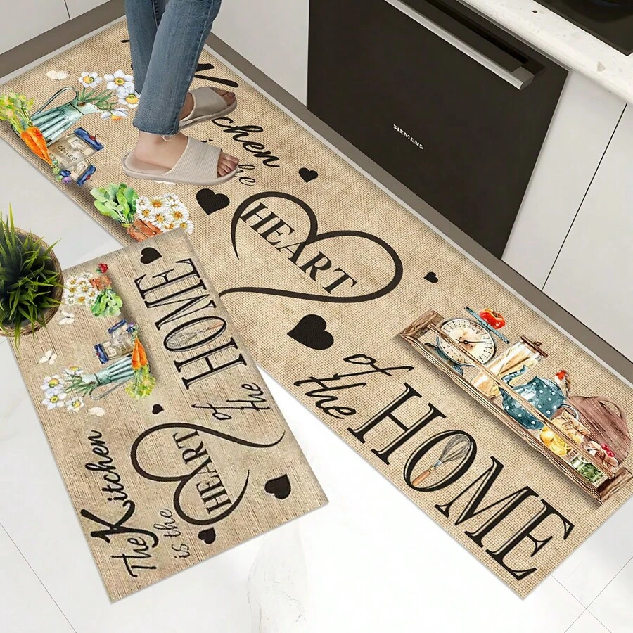 1pc, Trang trí nhà cửa, Nhà bếp là trái tim của ngôi nhà, Họa tiết trừu tượng, Thảm bếp chống trượt bằng đất sét diatomite, Thảm, Thảm trải sàn, Hình chữ nhật in 3D, Thích hợp cho phòng khách, phòng ngủ, hành lang, phòng tắm, phòng giặt - Thảm polyester, Thích hợp cho trang trí nhà cửa trong nhà và ngoài trời - Nhiều màu - Xem 1