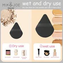 mik&joe 10pcs/Set Powder Puff, 5pcs Large Powder Puffs & 5pcs Mini Powder Puffs, Made Of Ultra Soft Velvet For Contouring, Eyes And Corners, Powder Foundation Mixing Container.