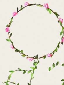 1/5 Pieces (Random Color) Bright Flower Crown And Fairy Flower Crown Set - Colorful Flower Crown Headband, Green Leaves, Simple Green Leaves, 9 Paper Flower Crown Accessories Headband, Hair Hoops