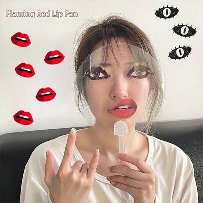 1pc 2025 New Transparent Fan, Concert Cheering Prop, Quirky Abstract Design, Perfect Gift For Party, Christmas, Halloween