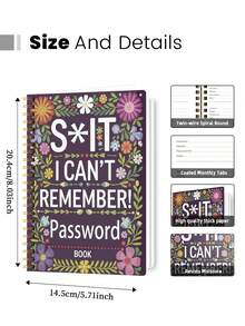 1pc Password Book For Internet Website Address Login, A5 5.2" X 7.6" Password Keeper And Organizer Journal With Notes Section & Inner Pocket,Office School Supplies, Office Supplies For Women Desk Accessories Easter Gifts - Multicolor - View 8