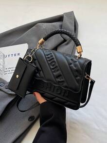 Bolso de mujer de alta calidad, de moda y versátil para el hombro/cruzado, bolso cuadrado, verano 2025 - Negro - Ver 2