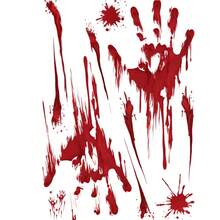 1pc/5pcs/10pcs Halloween Decorations Terror Bloody Handprint Footprint Window Stickers Halloween Party Wall Decal Stickers Floor Clings Props - Red - View 18