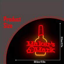 Insegna al neon Makers Mark Whiskey, luci al neon per decorazione murale, bar, stanza degli uomini, insegna a LED dimmerabile