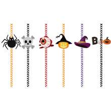 10pcs/Set Halloween Party Decoration Disposable Paper Straws, Special Patterns Of Spider, Pumpkin, Witch, Skeleton, Wedding And Birthday Supplies, Home And Party Decorations - Multicolor - View 7