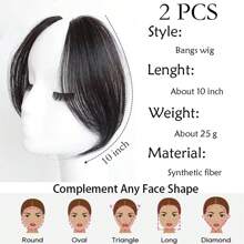 Synthetic False Bangs Hair Extensions Clip In Eight-Character Bangs Part French Natural Fake Fringe Hair Piece For Women Side Bangs Fake Hair