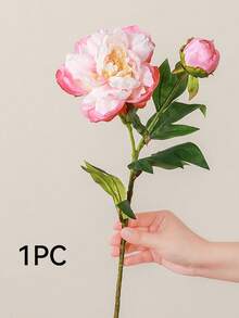 1/3PCS 26.77inch Long Stem Silk Peony Artificial Flower, Suitable For DIY Wedding Flower Wall, Scene Layout, Living Room Bedroom Vase Flower Art, Party, Home Decoration, Desktop Filler, Office Decoration, Mother's Day Gift, Graduation Decoration, Rose - Multicolor - View 10