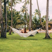 2 In 1 Bohemian Canvas Hammock And Swinging Chair Outdoor Camping Woven Tassels Swing Hammock Frame Portable Indoor-Outdoor Garden - Multicolor - View 3