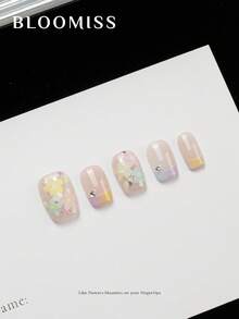 10 Pieces Of Handcrafted Press On Nails Short , Pink Nails , Summer Nails, Reusable Fake Nails Nail Supplies Nails