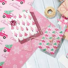 12 件粉色圣诞礼品包装纸，雪人卡通图案设计，可爱风格节日礼盒包装纸，适合家庭聚会、儿童圣诞派对、办公室节日送礼场景，优质厚纸材质，易于切割，抗折叠抗撕裂，适合 DIY 包装、礼盒包装、节日墙面装饰、圣诞雪人主题派对装饰 [1 件、6 件、12 件] - 彩色 - 查看 9