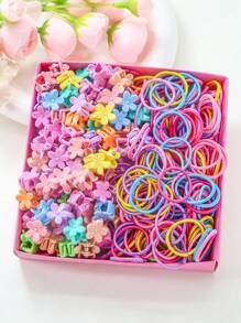 889pcs/Set Girls Flower Heart Bow Cute Simple Princess Hair Clips, Hair Ties, Hair Bands, Hair Accessories Set, Suitable For Daily Use And Gift