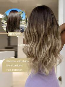 Tóc nối dài màu đen, xoăn gợn sóng, tóc giả nguyên đầu dành cho nữ. - Màu nâu ombre - Xem 4