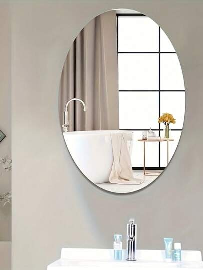 OUTANA 1 pieza/2 piezas Espejo de pared autoadhesivo ovalado de acrílico, diseño minimalista moderno, espejo de Body entero extraíble, sin necesidad de perforar, apto para sala de estar, baño, comedor, oficina, gimnasio, dormitorio, dormitorio, aula